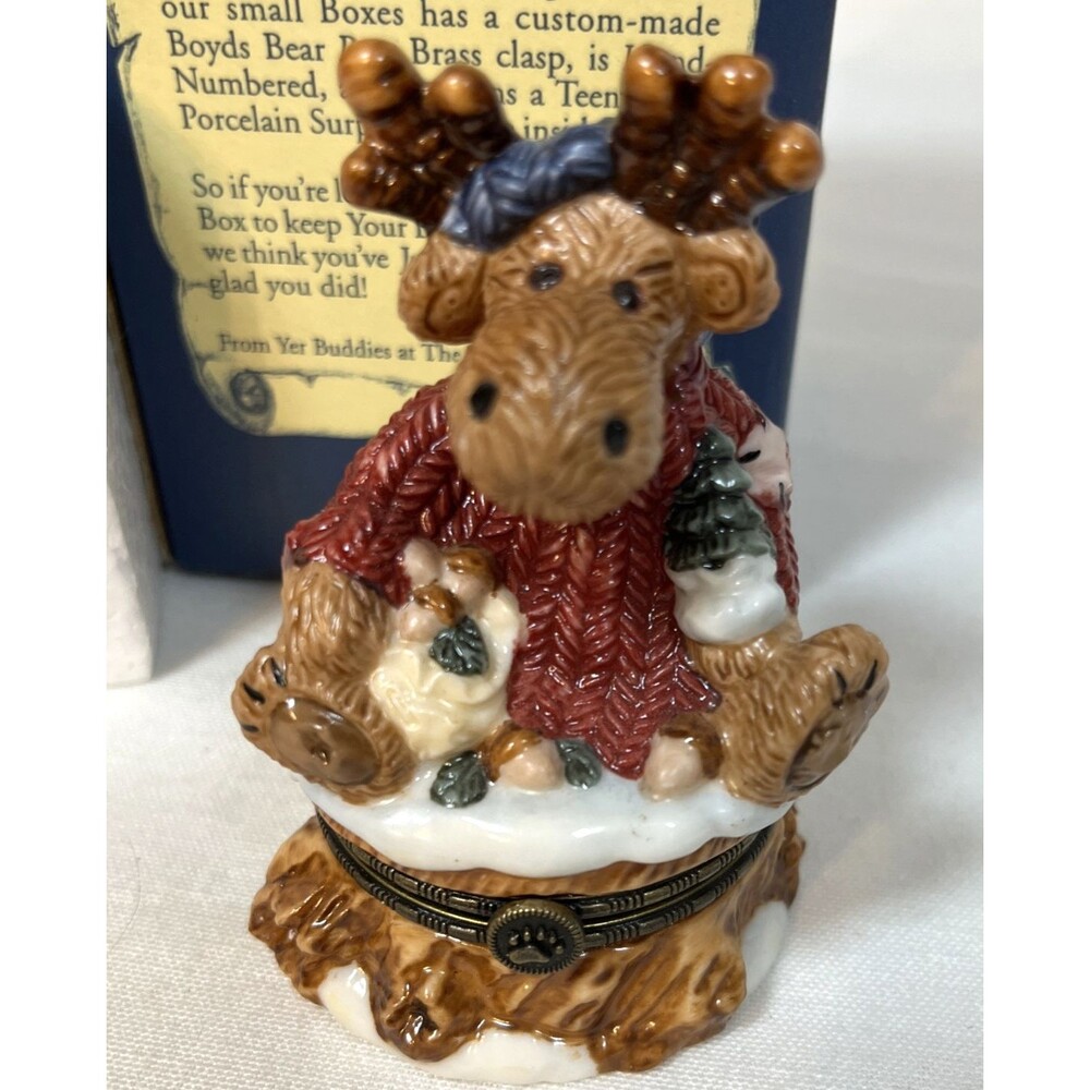 Vintage 1999 Boyd's Bears Trinket Moose with Tiny Moose Le Bearmoge Collection